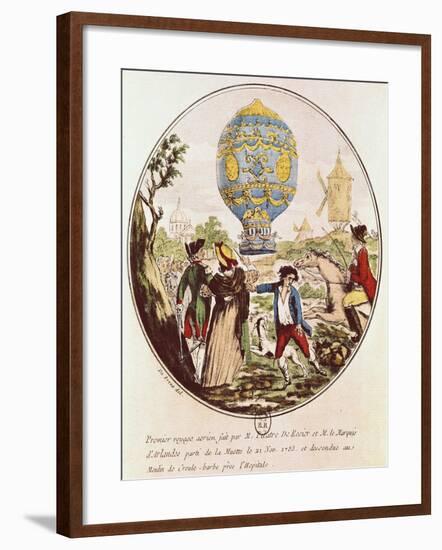 The First Aerial Voyage by Monsieur Francois Pilatre de Rozier 21st November 1783-De Frene-Framed Giclee Print