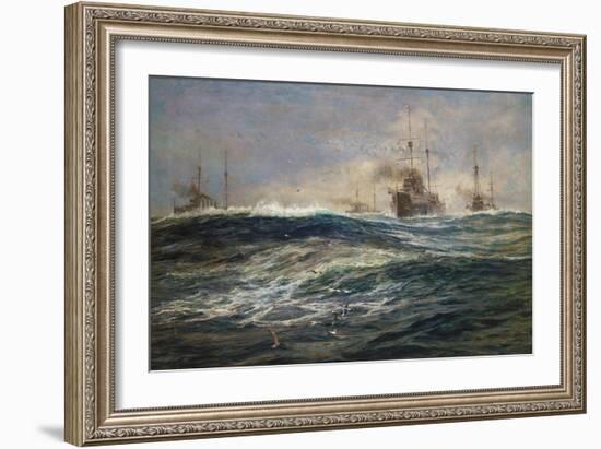 The First Battle Squadron of Dreadnoughts Steaming down the Channel-William Lionel Wyllie-Framed Giclee Print