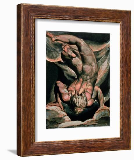 The First Book of Urizen, Man Floating Upside Down, 1794 (Colour-Printed Relief Etching)-William Blake-Framed Giclee Print