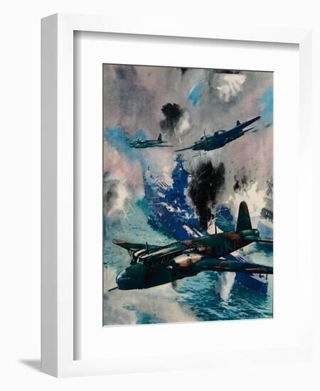 The First British Air Aggressive Action of the War, the Raid on Kiel, 1940-null-Framed Giclee Print