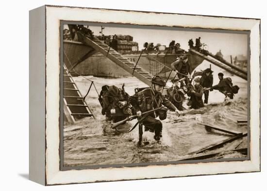 The First British Troops Disembark from the Specially Designed Landing Ladders-English Photographer-Framed Premier Image Canvas