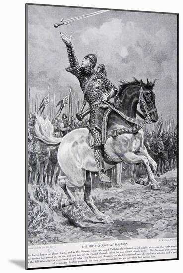 The First Charge at Hastings, 1066, Illustration from the Book The History of the Nation-Richard Caton Woodville-Mounted Giclee Print