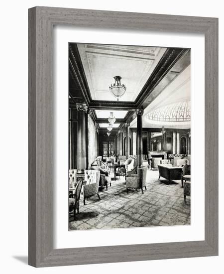 The First Class Lounge of the Ocean Liner 'Mauretania', c.1906-null-Framed Giclee Print