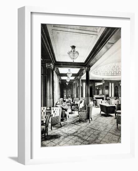 The First Class Lounge of the Ocean Liner 'Mauretania', c.1906-null-Framed Giclee Print