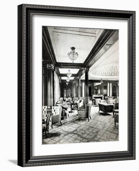 The First Class Lounge of the Ocean Liner 'Mauretania', c.1906-null-Framed Giclee Print