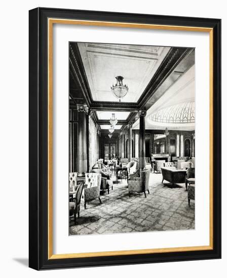 The First Class Lounge of the Ocean Liner 'Mauretania', c.1906-null-Framed Giclee Print