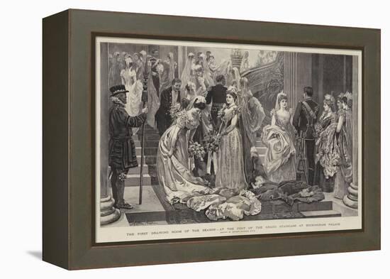 The First Drawing Room of the Season, at the Foot of the Grand Staircase at Buckingham Palace-Arthur Hopkins-Framed Premier Image Canvas