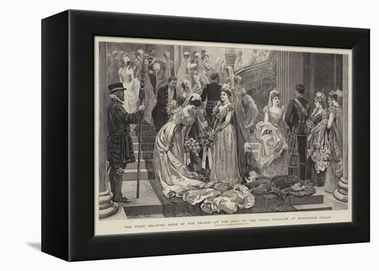 The First Drawing Room of the Season, at the Foot of the Grand Staircase at Buckingham Palace-Arthur Hopkins-Framed Premier Image Canvas