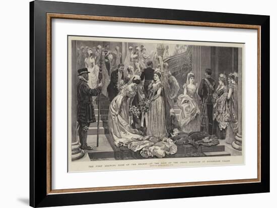 The First Drawing Room of the Season, at the Foot of the Grand Staircase at Buckingham Palace-Arthur Hopkins-Framed Giclee Print