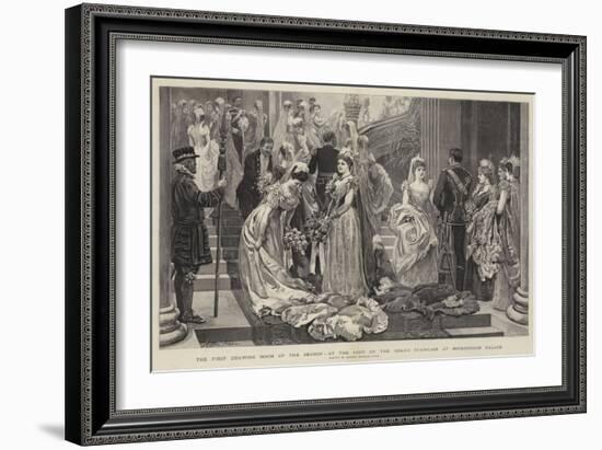 The First Drawing Room of the Season, at the Foot of the Grand Staircase at Buckingham Palace-Arthur Hopkins-Framed Giclee Print