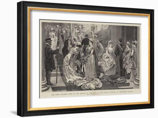 The First Drawing Room of the Season, at the Foot of the Grand Staircase at Buckingham Palace-Arthur Hopkins-Framed Giclee Print