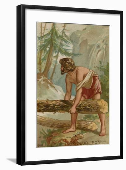 The First Engineer, Building a Bridge-null-Framed Giclee Print