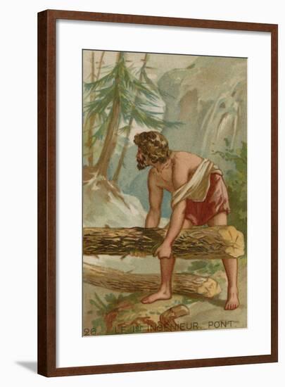 The First Engineer, Building a Bridge-null-Framed Giclee Print