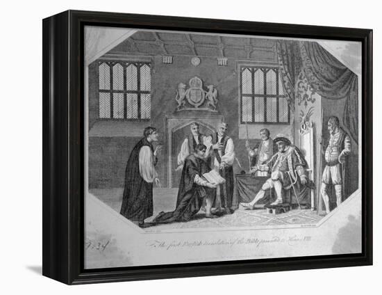 The First English Translation of the Bible Presented to Henry VIII Engraving-Bettmann-Framed Premier Image Canvas