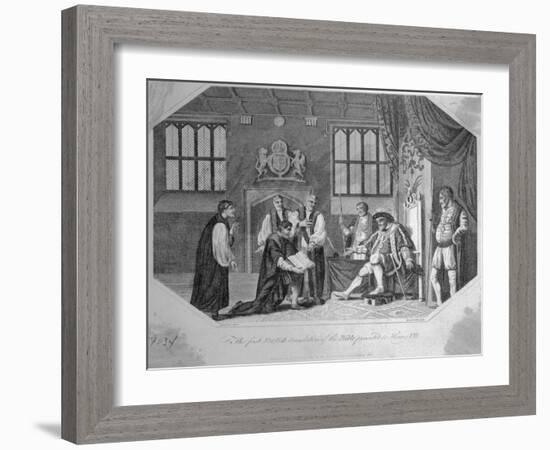 The First English Translation of the Bible Presented to Henry VIII Engraving-Bettmann-Framed Photographic Print