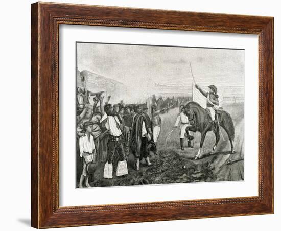 The First Flag of Argentina Presented to the Revolutionary Army by General Belgrano on February 27,-Tarker-Framed Photographic Print