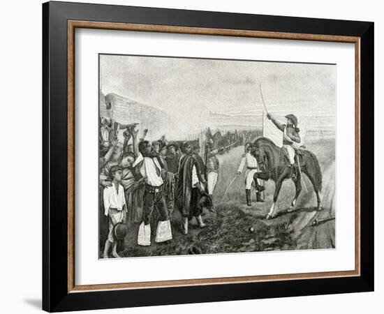 The First Flag of Argentina Presented to the Revolutionary Army by General Belgrano on February 27,-Tarker-Framed Photographic Print