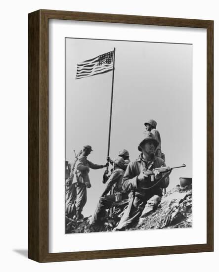 The First Flag Raising on Iwo Jima's Mount Suribachi-null-Framed Photo