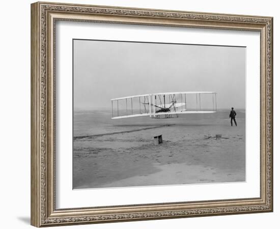 The First Flight of the Wright Flyer in 1903-Stocktrek Images-Framed Photographic Print