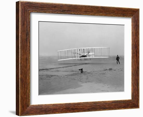 The First Flight of the Wright Flyer in 1903-Stocktrek Images-Framed Photographic Print