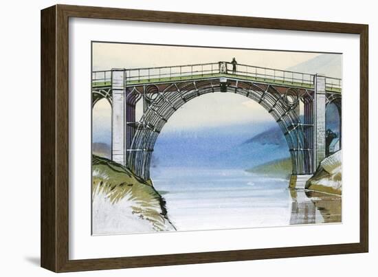 The First Iron Bridge in Britain, at Ironbridge Gorge-Angus Mcbride-Framed Giclee Print