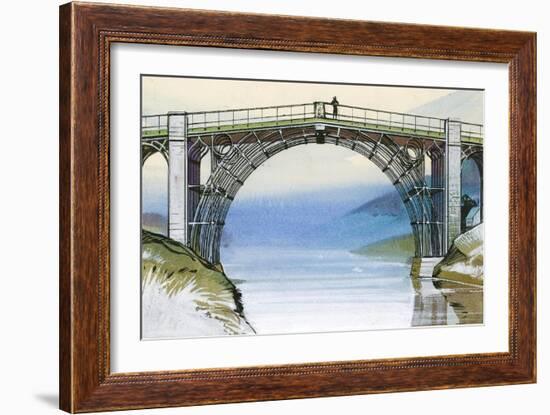 The First Iron Bridge in Britain, at Ironbridge Gorge-Angus Mcbride-Framed Giclee Print