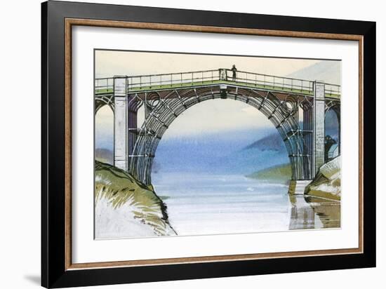 The First Iron Bridge in Britain, at Ironbridge Gorge-Angus Mcbride-Framed Giclee Print