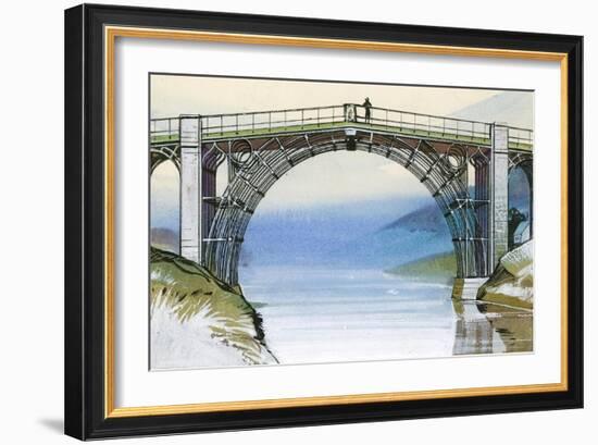 The First Iron Bridge in Britain, at Ironbridge Gorge-Angus Mcbride-Framed Giclee Print