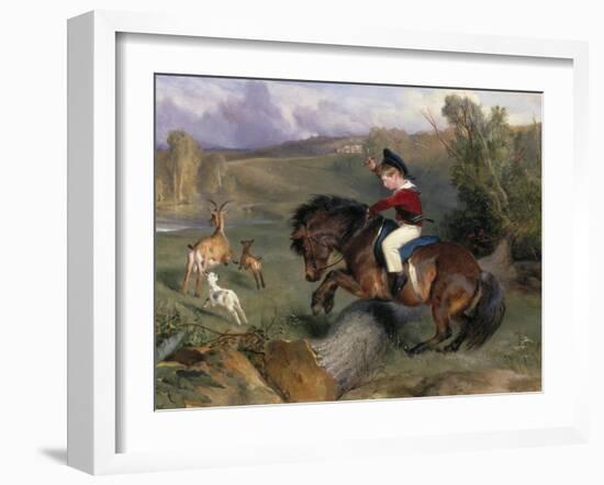 The First Leap: Lord Alexander Russell on His Pony 'Emerald', 1829-Edwin Henry Landseer-Framed Giclee Print