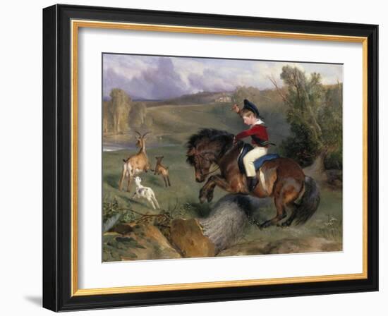 The First Leap: Lord Alexander Russell on His Pony 'Emerald', 1829-Edwin Henry Landseer-Framed Giclee Print