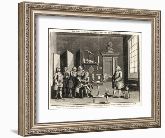 The First Lecture in Experimental Philosophy' a Chemist Demonstrates His Work to Colleagues-null-Framed Art Print