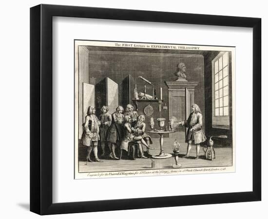 The First Lecture in Experimental Philosophy' a Chemist Demonstrates His Work to Colleagues-null-Framed Art Print