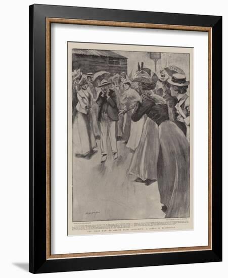 The First Man to Arrive from Ladysmith, a Scene in Maritzburg-Claude Shepperson-Framed Giclee Print