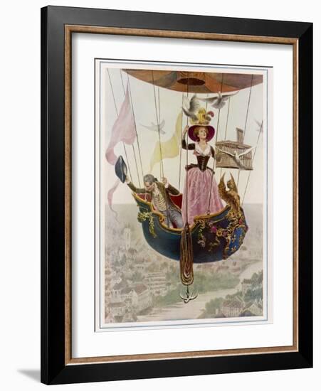 The First Manned Flight in a Gas Balloon Over Paris-Maurice Leloir-Framed Photographic Print