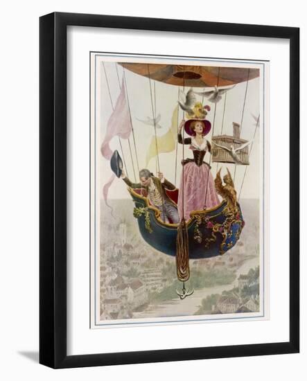 The First Manned Flight in a Gas Balloon Over Paris-Maurice Leloir-Framed Photographic Print