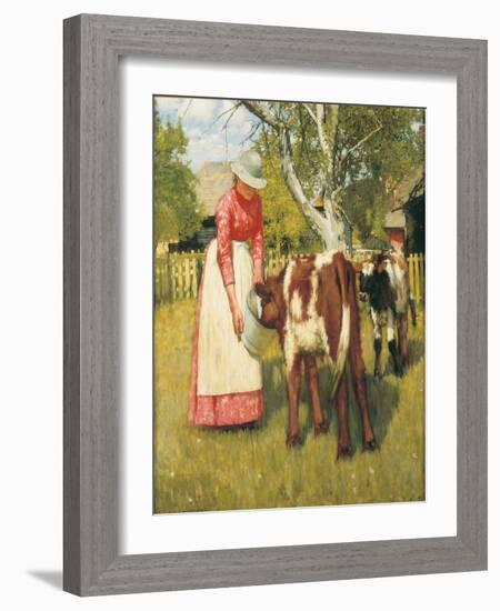 The First Meal, C.1894 (Oil on Canvas)-Henry Herbert La Thangue-Framed Giclee Print