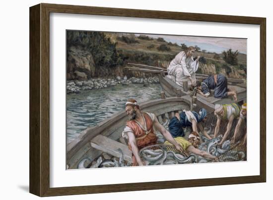 The First Miraculous Draught of Fish, Illustration for 'The Life of Christ', C.1886-94-James Tissot-Framed Giclee Print