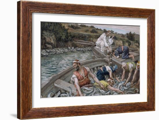 The First Miraculous Draught of Fish, Illustration for 'The Life of Christ', C.1886-94-James Tissot-Framed Giclee Print