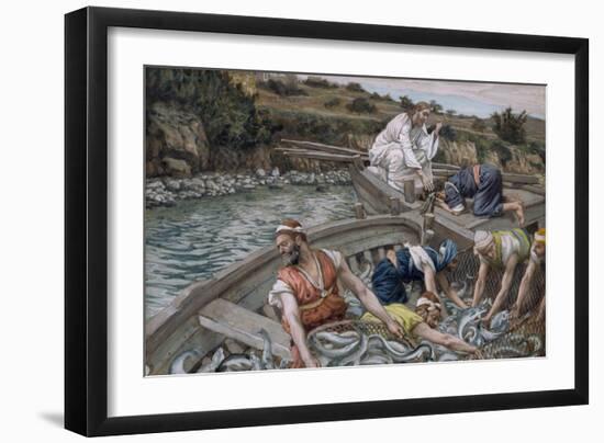 The First Miraculous Draught of Fish, Illustration for 'The Life of Christ', C.1886-94-James Tissot-Framed Giclee Print