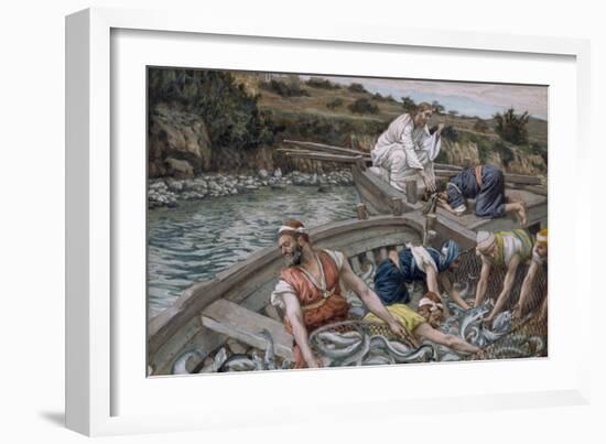 The First Miraculous Draught of Fish, Illustration for 'The Life of Christ', C.1886-94-James Tissot-Framed Giclee Print