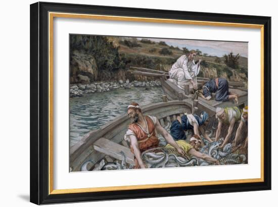 The First Miraculous Draught of Fish, Illustration for 'The Life of Christ', C.1886-94-James Tissot-Framed Giclee Print