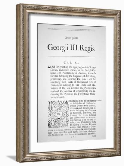 The First Page of a Printed Copy of the Stamp Act, 1765 (Newsprint)-English-Framed Giclee Print