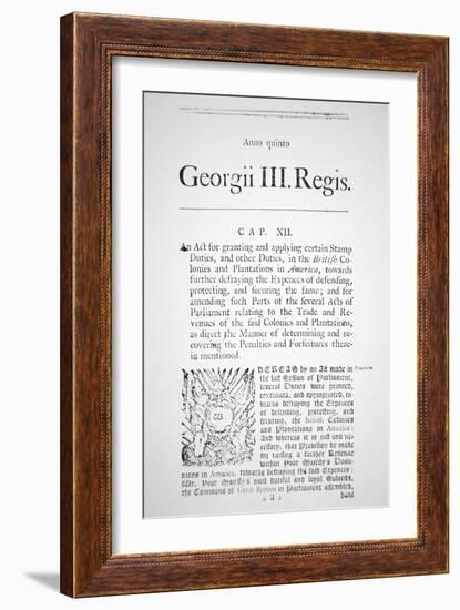 The First Page of a Printed Copy of the Stamp Act, 1765 (Newsprint)-English-Framed Giclee Print