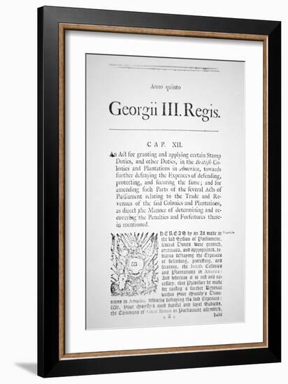 The First Page of a Printed Copy of the Stamp Act, 1765 (Newsprint)-English-Framed Giclee Print