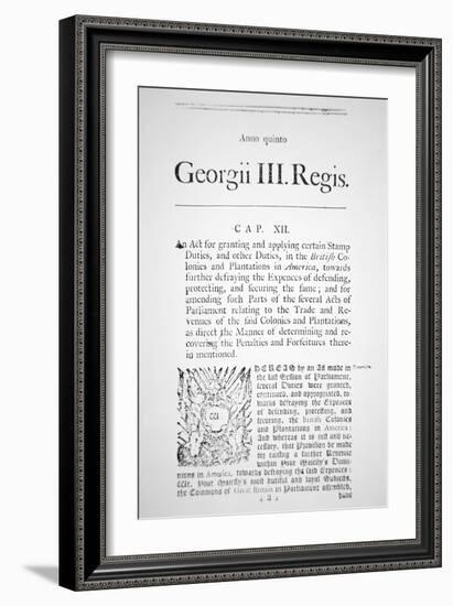 The First Page of a Printed Copy of the Stamp Act, 1765 (Newsprint)-English-Framed Giclee Print