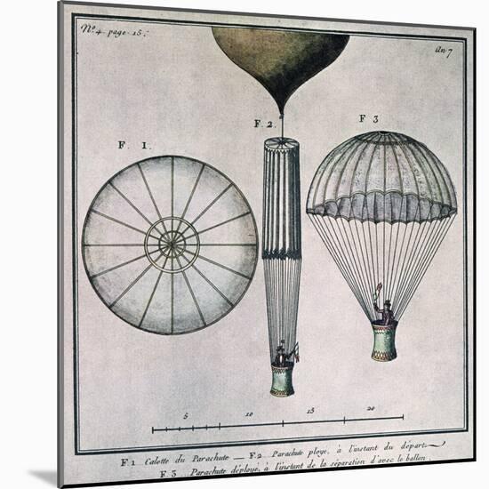 The First Parachute Descent by Andre-Jacques Garnerin-null-Mounted Giclee Print