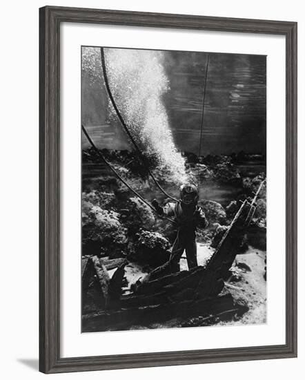 The First Photograph of a Diver at the Bottom of the Sea-null-Framed Photographic Print