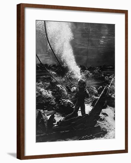 The First Photograph of a Diver at the Bottom of the Sea-null-Framed Photographic Print