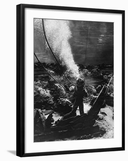 The First Photograph of a Diver at the Bottom of the Sea-null-Framed Photographic Print