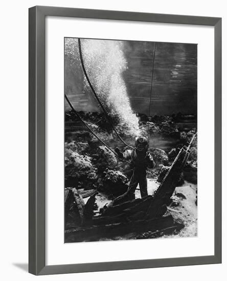 The First Photograph of a Diver at the Bottom of the Sea-null-Framed Photographic Print